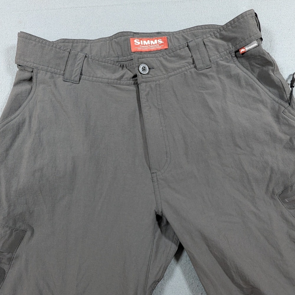 Simms Fishing Pants Mens Size Large Gray Stretch Cargo Outdoor Utility